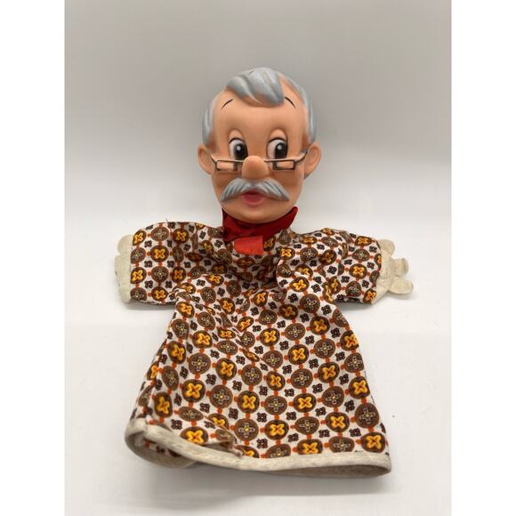 Vintage Gund 1950's Geppetto From Pinocchio Hand Puppet Walt Disney Prod - Rare - Picture 1 of 8